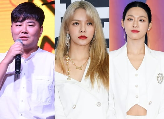 한성호(왼쪽부터) AOA의 지민, 설현 / 사진=텐아시아DB