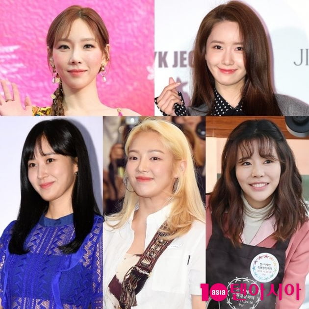 걸그룹 소녀시대 태연-윤아-써니-효연-유리(왼쪽 위부터 시계방향). 사진 = 텐아시아 사진DB