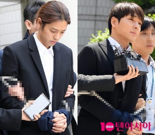 집단 성폭행 혐의 등으로 실형을 선고받은 가수 정준영(왼쪽), 최종훈 / 사진=텐아시아DB