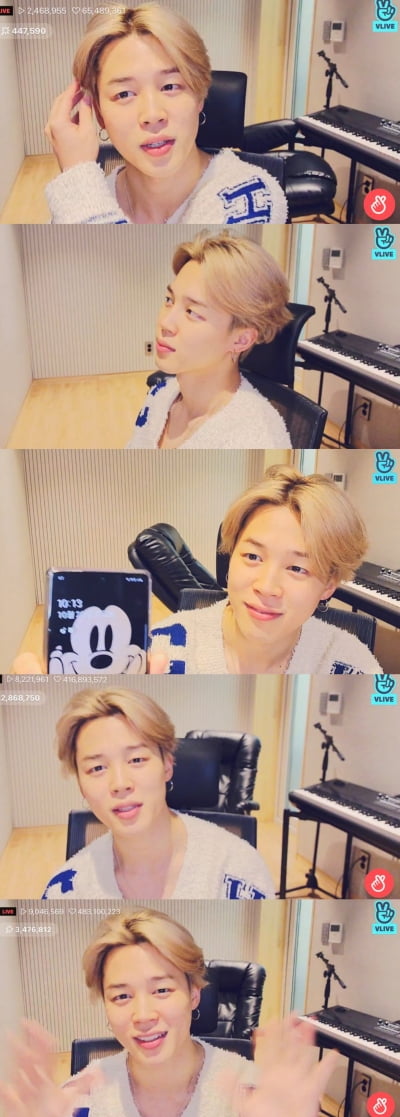 방탄소년단 지민, 단독 V라이브 900만↑…일간·주간 1위+전세계 트렌드 점령