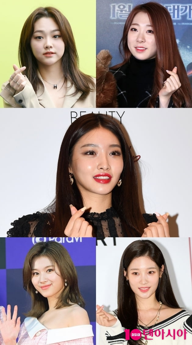 그룹 구구단 미나, 우주소녀 유연정, 청하, 트와이스 사나, 정채연 / 사진=텐아시아DB