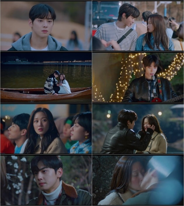 '여신강림' 차은우-문가영이 키스로 서로의 마음을 확인했다. / 사진=tvN ‘여신강림' 방송 화면 캡처