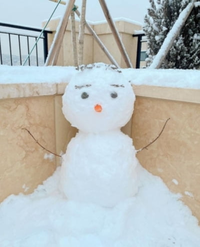 민효린, ♥태양과 눈사람 만들었나…100억 자택서 겨울 만끽