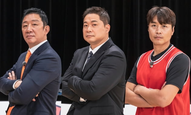 '뭉쳐야 쏜다' 감독 허재(왼쪽부터), 코치 현주엽, 이동국/ 사진=JTBC 제공
