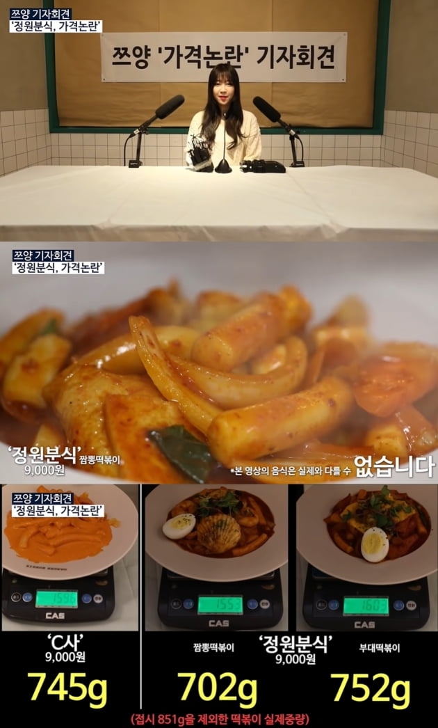 쯔양 '정원분식 논란 해명 /사진=유튜브