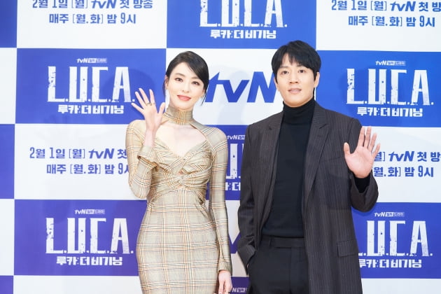 배우 이다희(왼쪽)와 김래원이 27일 오후 온라인 생중계된 tvN 새 월화드라마 '루카: 더 비기닝' 제작발표회에 참석했다. /사진제공=tvN