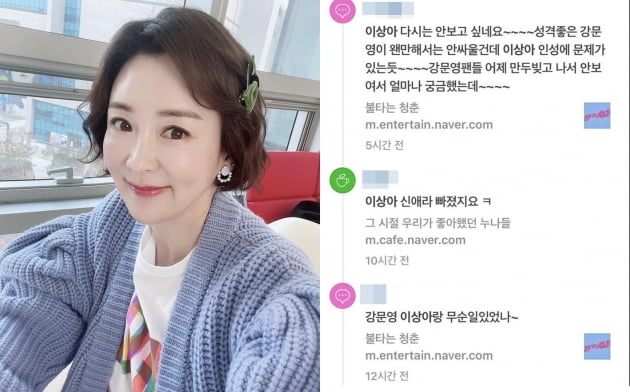 배우 이상아(왼쪽)와 그가 공개한 댓글/ 사진=인스타그램