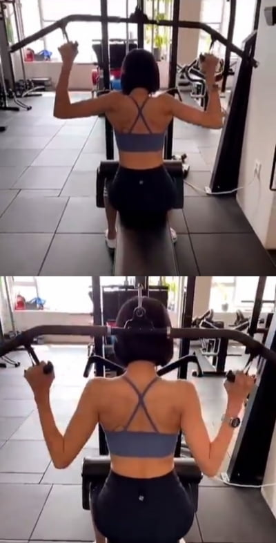 유이, 완벽한 직각 어깨에 탄탄한 등 근육 놀라워