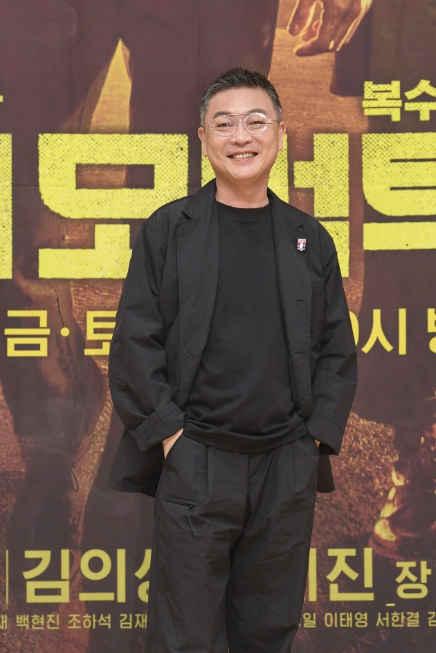 배우 김의성이 6일 오후 온라인 생중계된 SBS 새 금토드라마 '모범택시' 제작발표회에 참석했다. /사진제공=SBS