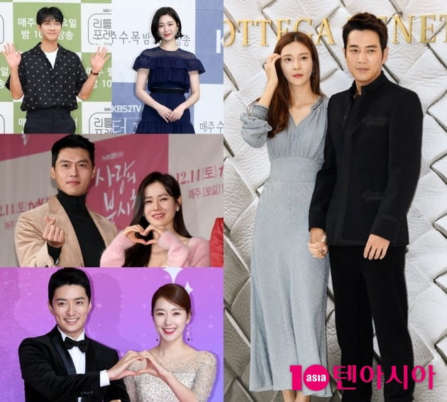 배우 이승기♥이다인(왼쪽 맨 위부터 시계방향), 차예련♥주상욱, 인교진♥소이현, 현빈♥손예진. /텐아시아DB