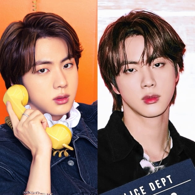 방탄소년단 진, 노란색 전화기와 수갑 찬 머그샷 포토로 팬심 저격