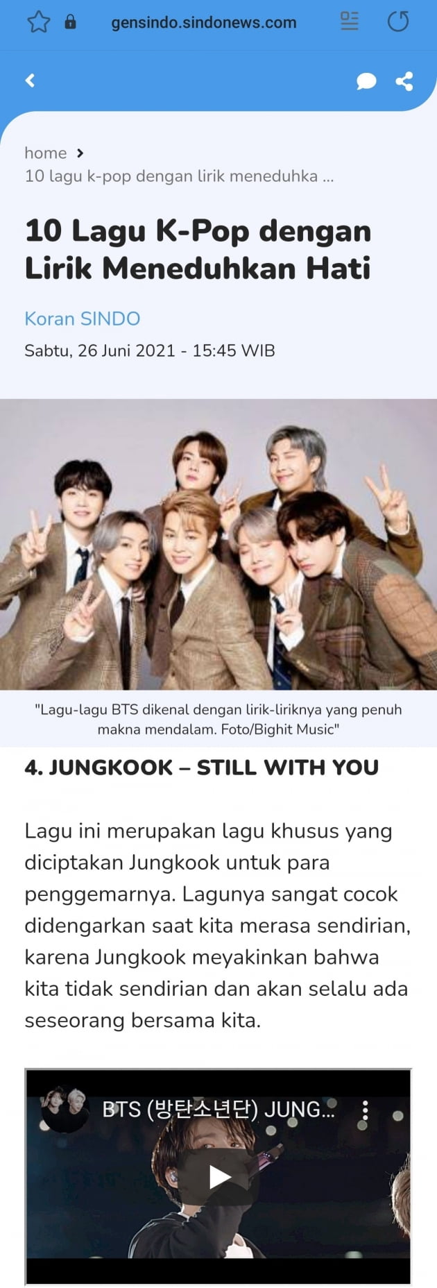 '레인송' 대명사, 방탄소년단 정국 'Still With You' 비가 오면 듣고 싶은 노래 1위