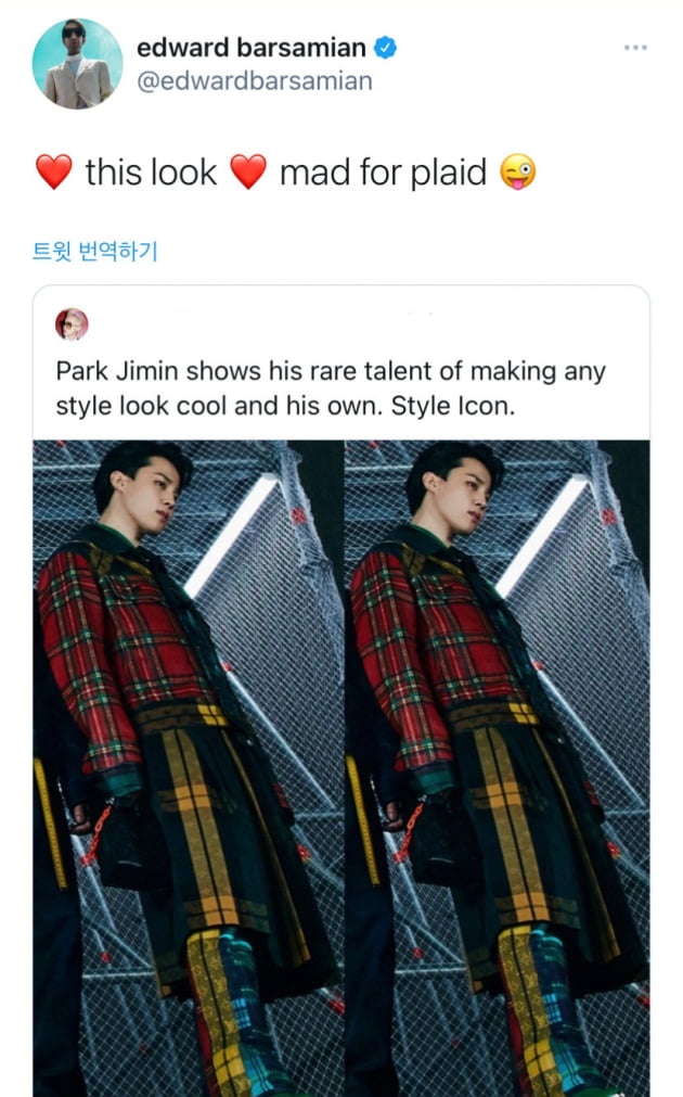 '루이비통 디자이너 픽' 방탄소년단 지민, '버질 아블로' 아트 에디터 단독 JIMIN 사진 게시
