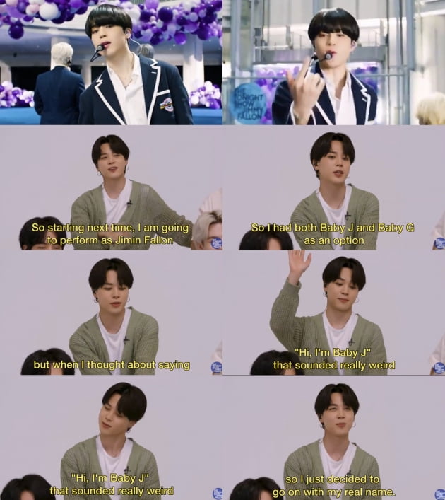 방탄소년단 지민, 'Baby J'와 '지민팰런'으로 활동?…美 '투나잇쇼'서 입담 폭발