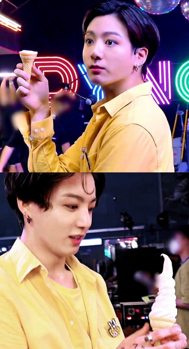 방탄소년단 정국, 아이스크림에 '행복'한 '천진 난만' 모습 공개