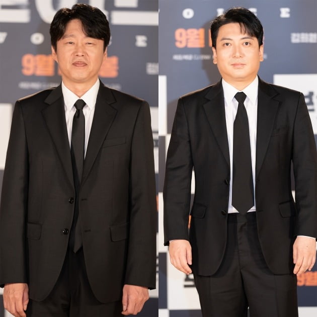 배우 김희원(왼쪽), 박명훈이 19일 열린 영화 '보이스' 온라인 제작보고회에 참석했다. / 사진제공=CJ ENM