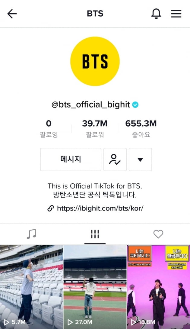 방탄소년단 지민 'PTD' 영상 공개 뒤 틱톡 팔로워 급증 '한국연예인 24시간 개인 신기록'