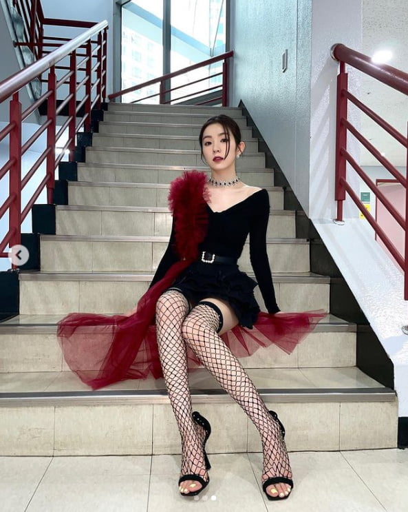 레드벨벳 아이린, 활동은 못하지만 과감해진 패션....망사스타킹 신고 아찔[TEN★]