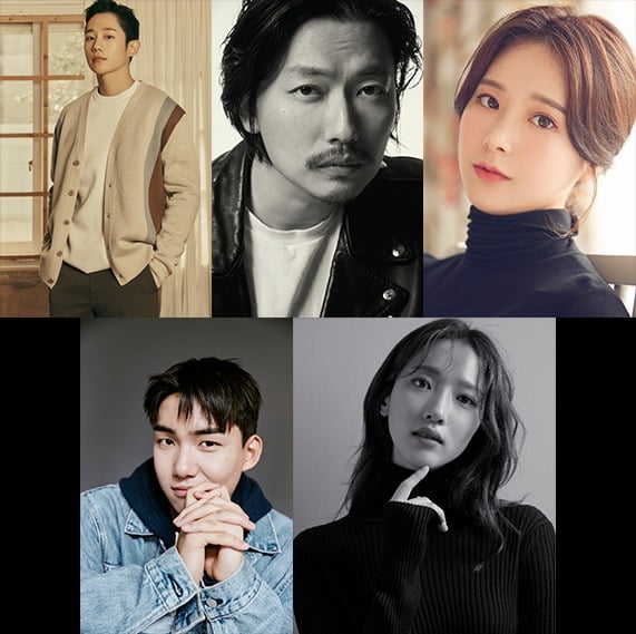 이제훈 감독 영화 '블루 해피니스' 출연진 정해인, 이동휘, 김다예, 탕준상, 표예진. 사진제공=마인드브릿지, 각 소속사, 왓챠