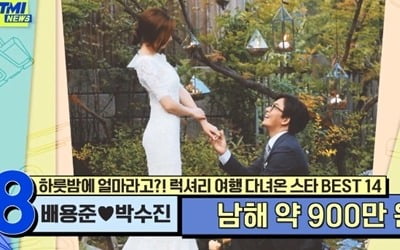[TEN리뷰] 배용준♥박수진, 신혼여행 숙소 가격만 1억…상위 0.001%만 누리는 풀빌라