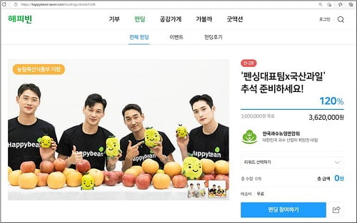 과수 농가 돕기 나선 어펜저스, '네이버 해피빈 펀딩' 홍보 모델로 나서