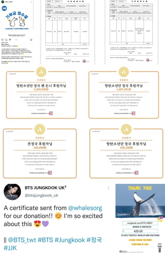 방탄소년단 정국 착용 팔찌 업체 생일 기념 191만원 기부→동물 자유 연대 250만원 등 후원