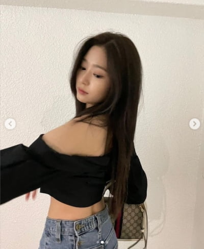 '아이즈원' 김민주, G사 명품백 들고 갸녀린 어깨라인...개미허리[TEN★]