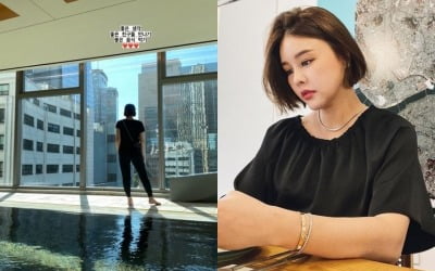 '재미교포♥' 박은지, 수영장 밖 시티뷰로 태교 중 "좋은 생각"[TEN★]