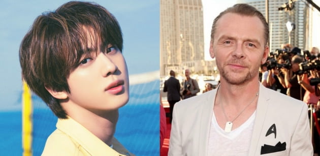 사이먼 페그 '오징어 게임' 트레이닝복 입고 방탄소년단 진과 사진 찍은 이유는?