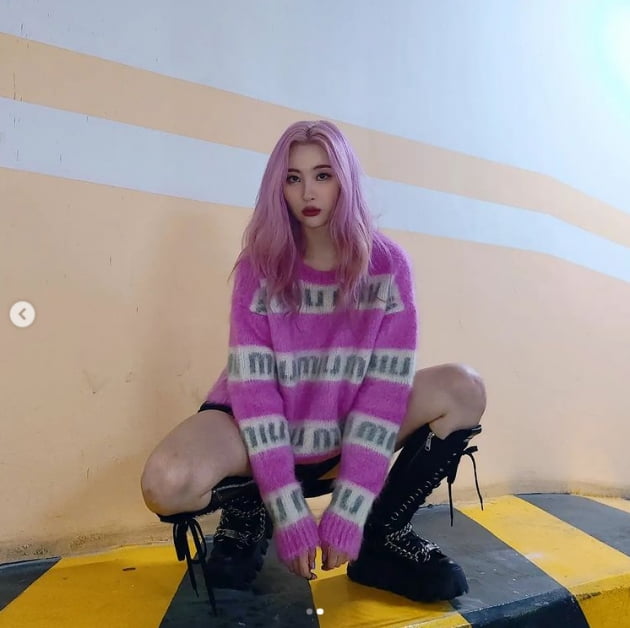 선미, 섹시한 보라돌이로 변신...한뼘 핫팬츠로 하의실종[TEN★]