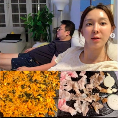'♥문재완' 이지혜, "둘이서 삼겹살 6인분"…마무리 볶음밥까지 [TEN★]