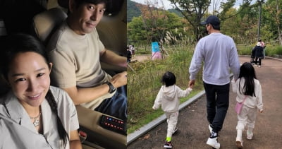오지호♥은보아, 귀요미 남매와 대공원 나들이 "2시간 30분 유모차 끌어" [TEN★]