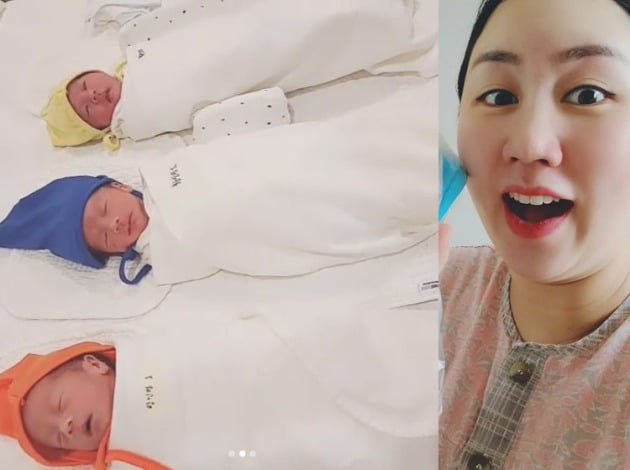 '삼둥이맘' 황신영, "D+17 삼둥이 아침인사" 꼬까 모자 쓴 꼬물이들 '러블리' [TEN★]