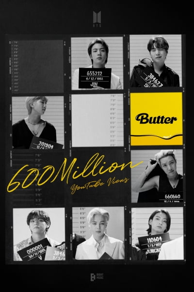 여전히 뜨거운 방탄소년단 'Butter' 뮤직비디오, 6억뷰 달성