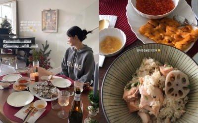'검사♥' 한지혜, 연어연근솥밥에 와인…건강식도 럭셔리한 검사 사모님 [TEN★]