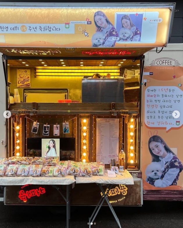 박민영, 인형같은 만찢녀...데뷔 15주년 팬들이 보낸 커피차 인증[TEN★]
