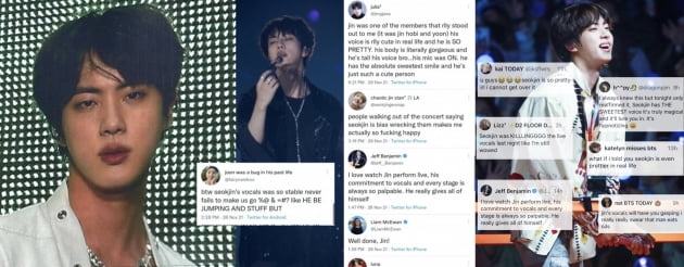 방탄소년단 진, 환상적인 라이브와 퍼포먼스...아미와 인생영화 같은 LA콘서트
