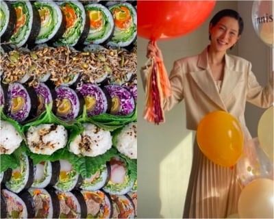 김나영, 아까워서 어떻게 먹나…고퀄리티 김밥에 '행복' [TEN★]