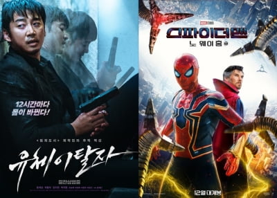 [무비차트TEN] '유체이탈자' 비웃는 '스파이더맨: 노 웨이 홈'…74%, 압도적인 예매율