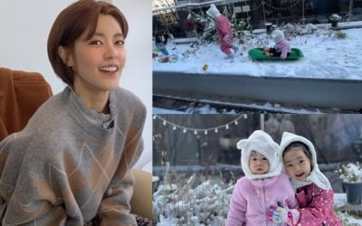 '치과의사♥' 이윤지, 테라스에 만든 눈썰매장…아파트 얼마나 넓길래 [TEN★]