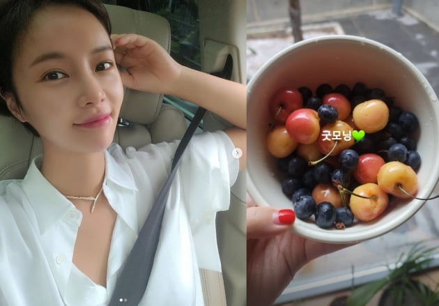 '둘째 임신' 황정음, 예쁜 과일만 먹네...아침부터 부지런해[TEN★]