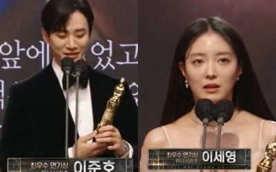 '옷소매' 이준호♥이세영, 나란히 최우수상 받았다 [2021 MBC 연기대상]