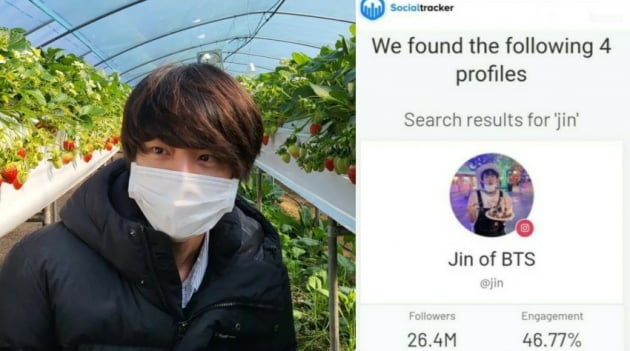 방탄소년단 진, "딸기 밭에 간 이유는?" ..美 인스타그램 인플루언서 TOP20