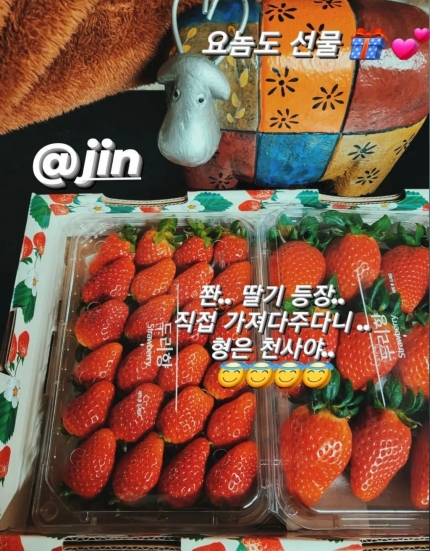 '딸기 배달부' 방탄소년단 진, 제이홉 "귀여운 우리형"