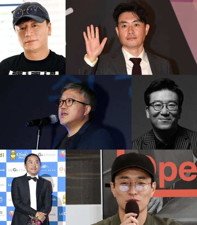 왼쪽 위부터 (김용화, 류승완, 최동훈, 윤제균, 김한민, 이병헌 감독)./