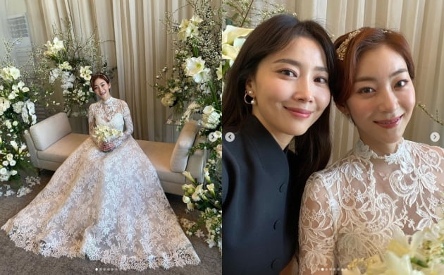 오윤아, 웨딩드레스 입고 미소 지은 왕지원...손태영 "결혼 축하해요"[TEN★]