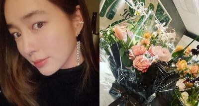 '이병헌♥' 이민정, 자가 격리 중 받은 어마어마한 음식+꽃…인맥 부자[TEN★]