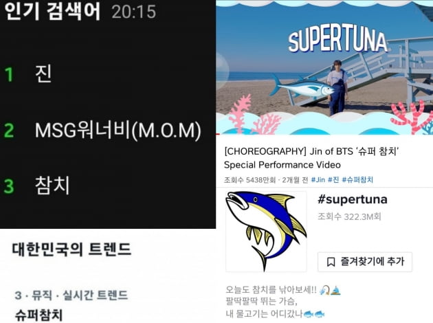 방탄소년단 진 '슈퍼참치' 놀토도 접수.. 유퀴즈 이어 인기 예능에서 '러브콜'
