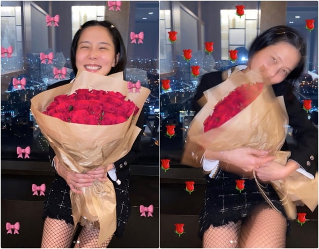 '마이큐♥' 김나영, 망사스타킹+미니스커트…과감한 데이트룩 [TEN★]