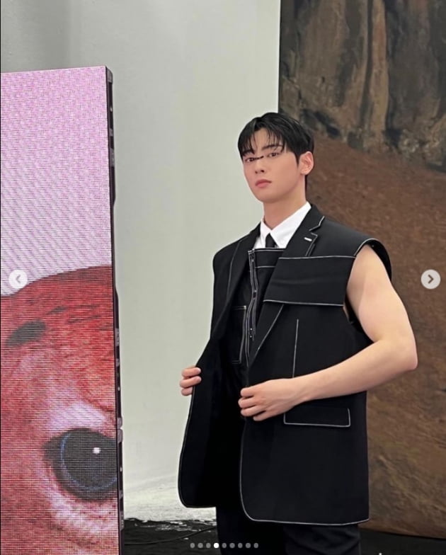차은우, 얼굴천재 어떤옷도 찰떡이네...우람한 팔뚝[TEN★]
